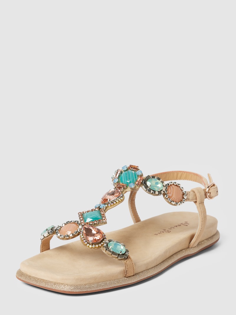 Sandalen mit Ziersteinbesatz in sand