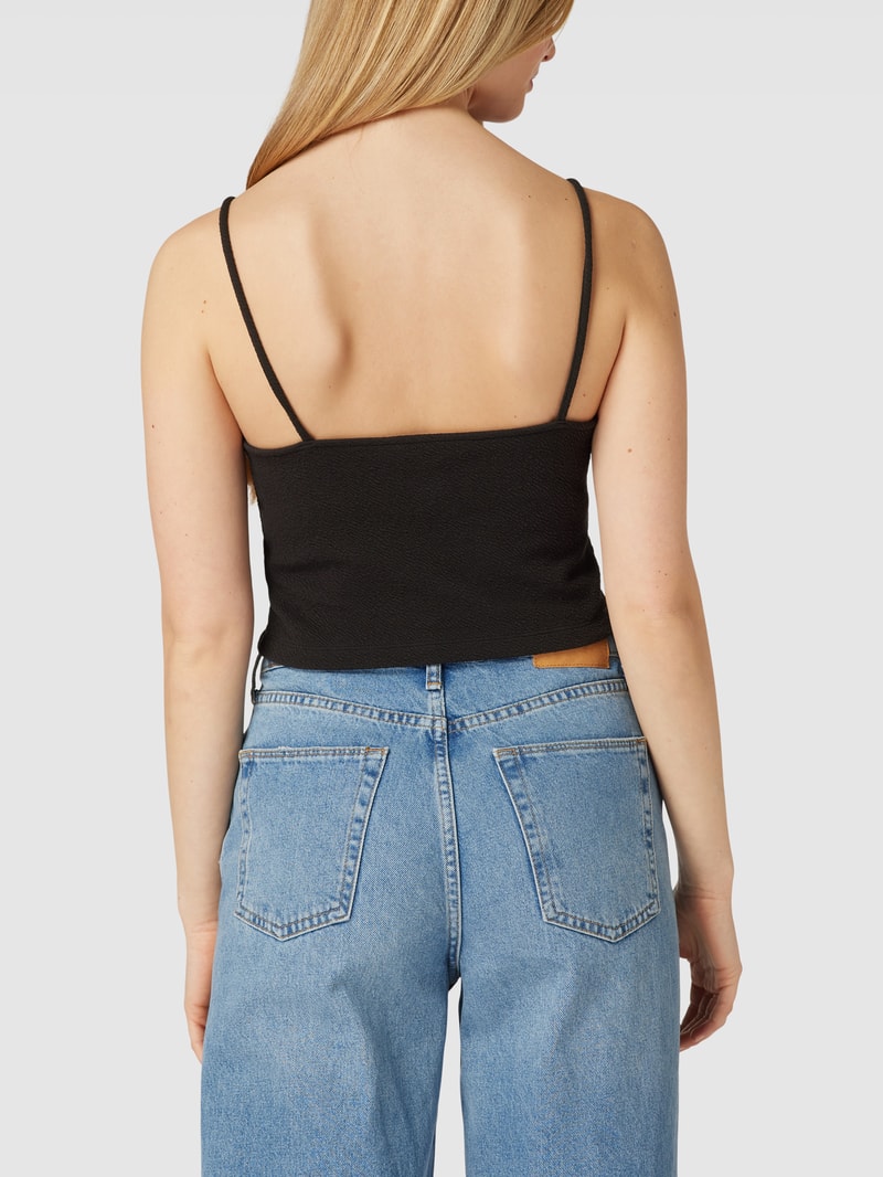 Top mit Strukturmuster Modell 'SLUB' in schwarz