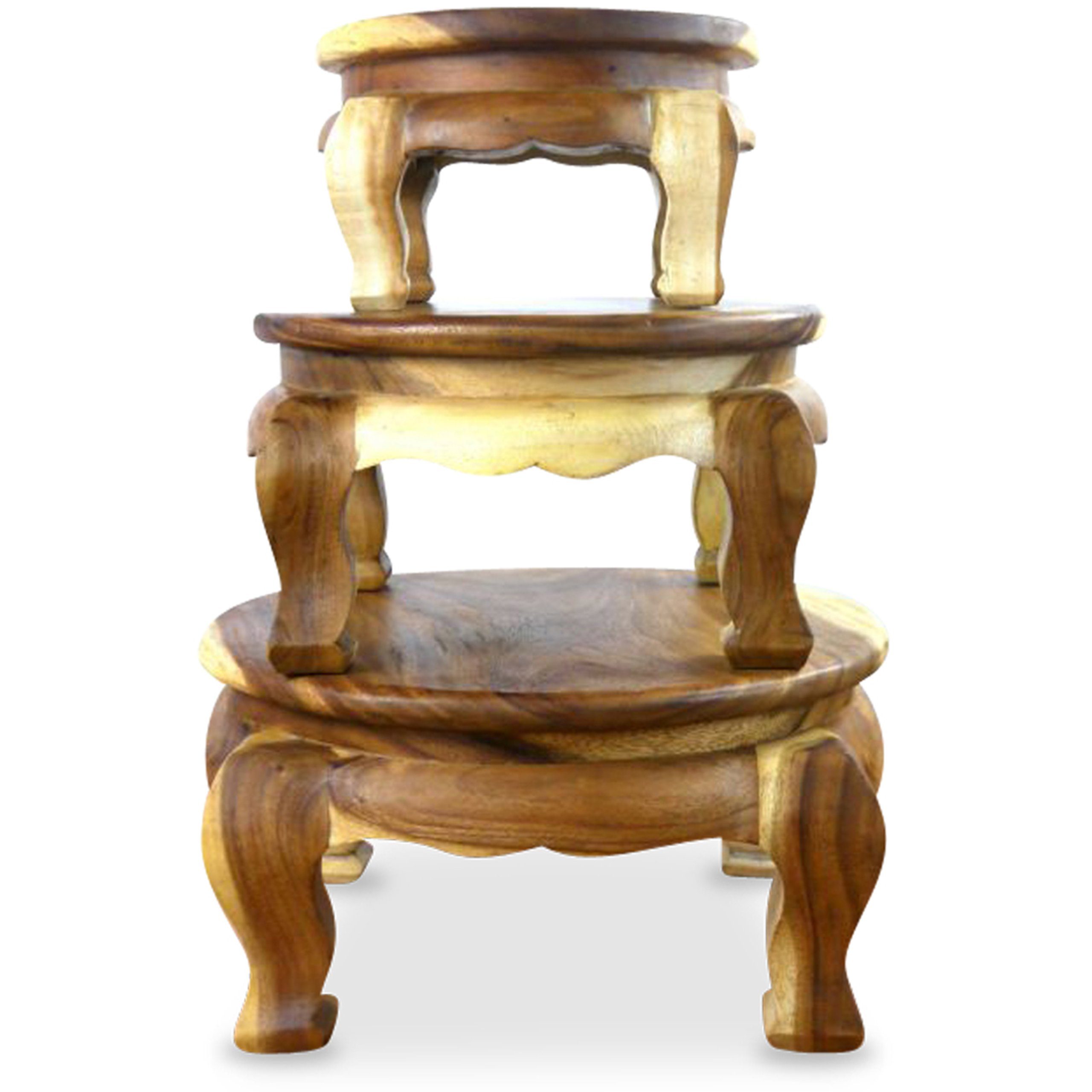 livasia Opiumtisch Opiumtisch rund, Beistelltisch, Nachttisch (3 Höhen: 17/20/25cm)