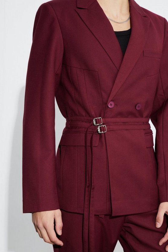 Zweireihiger Slim-Fit Blazer mit Naht-Detail