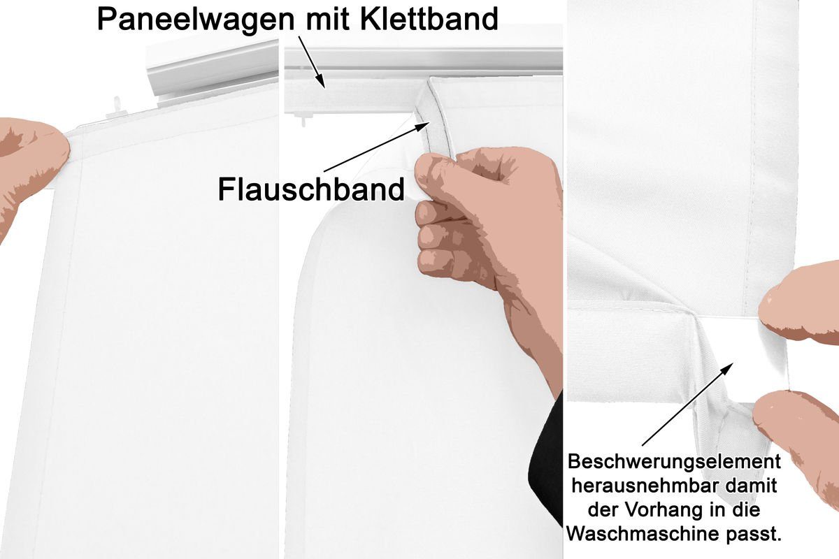 Schiebegardine Schiebegardinen blickdicht mit Klettband Paneelwagen einfarbig inkl. Beschwerungsstange 60 x 245 cm, Melody, Paneelwagen (1 St), blickdicht, Textil-Gewebe, Schiebegardine, Schiebevorhang, Flächenvorhang, blickdicht