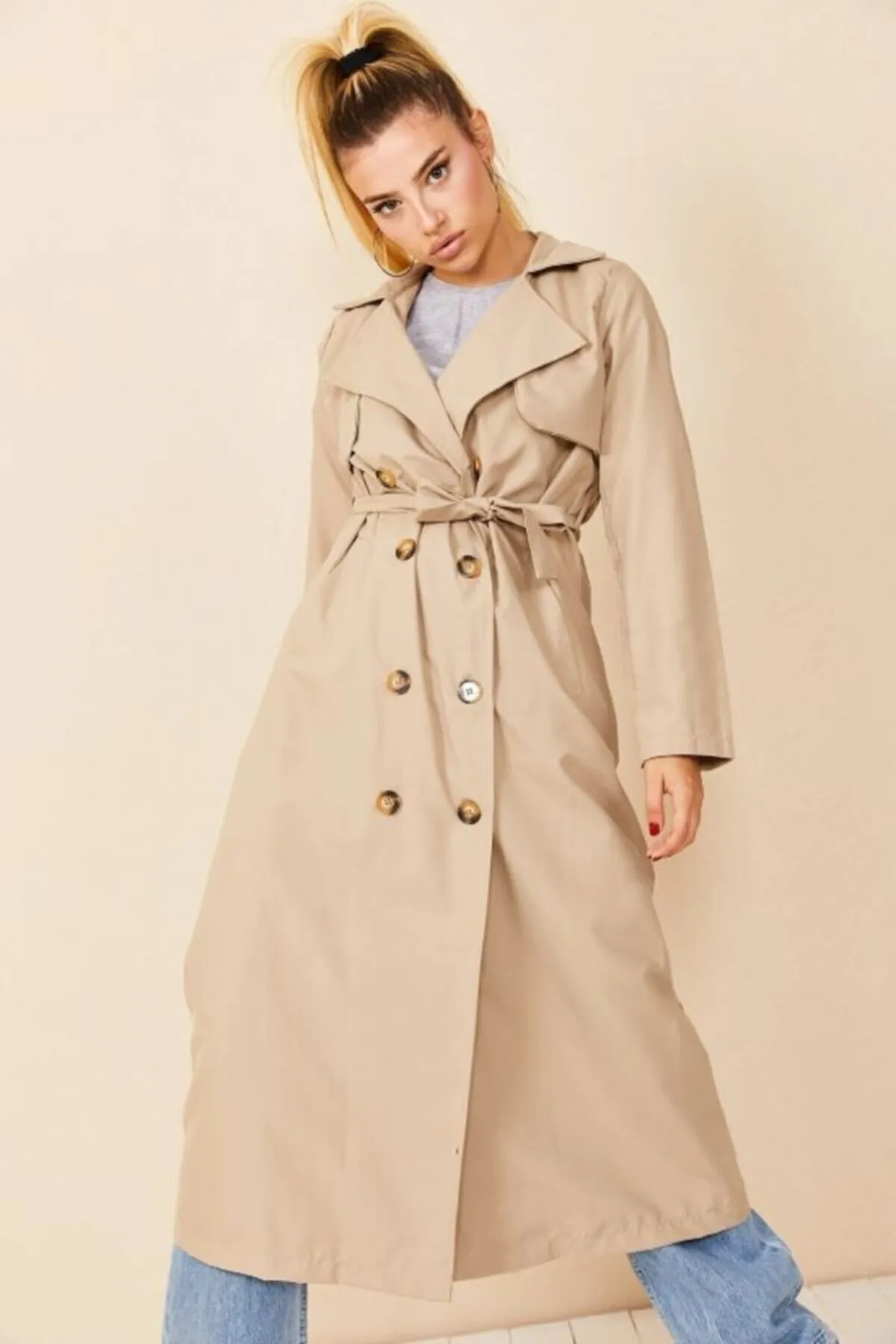 VOLT CLOTHİNG  Trenchcoat mit Schalkragen und Knöpfen für Damen