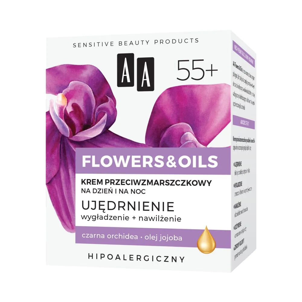 AA Flowers&Oils 55+ Opstrammende antirynke dag- og natcreme