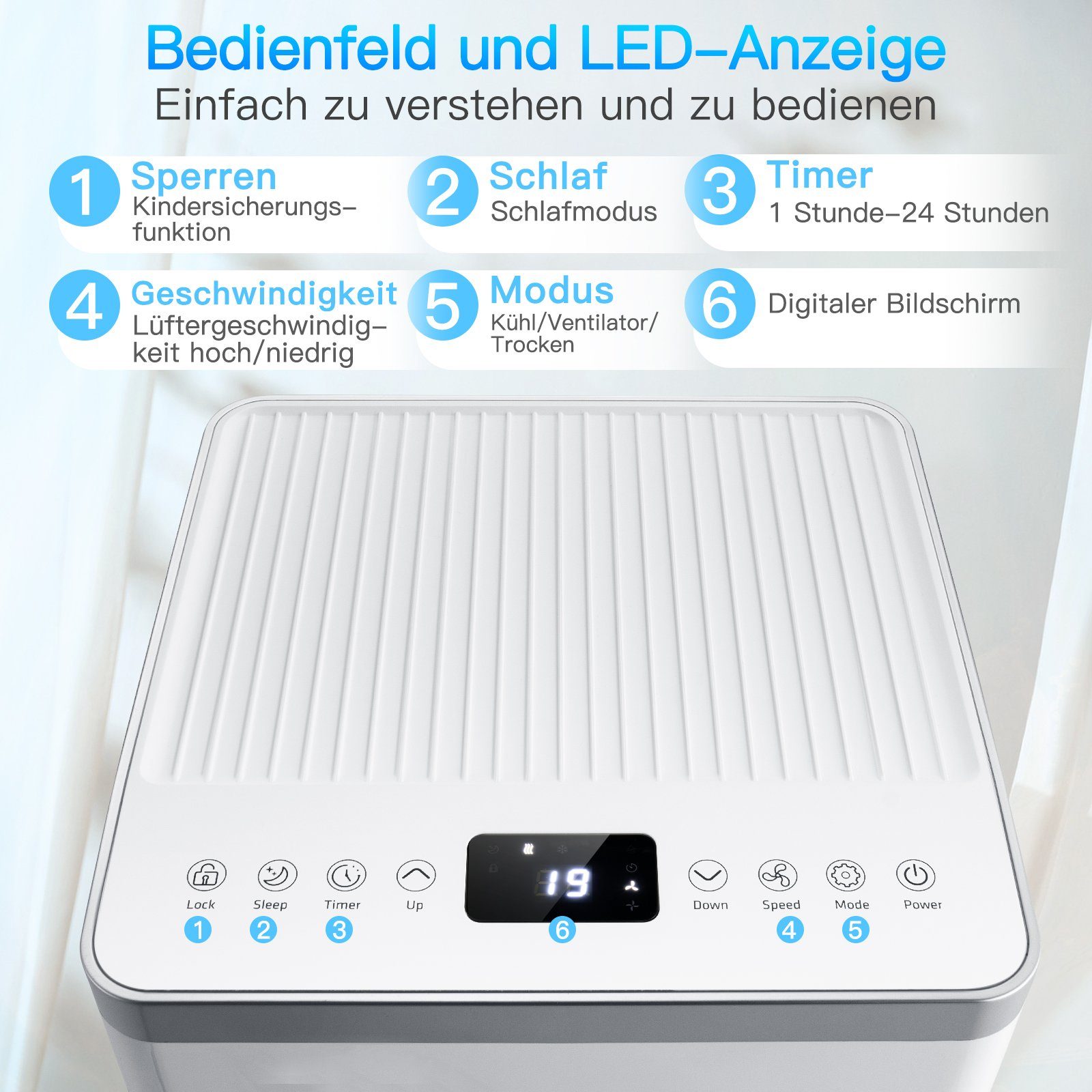 COSTWAY 3-in-1-Klimagerät, 7000BTU, für 65m³, mit Fernbedienung, 16℃-32℃