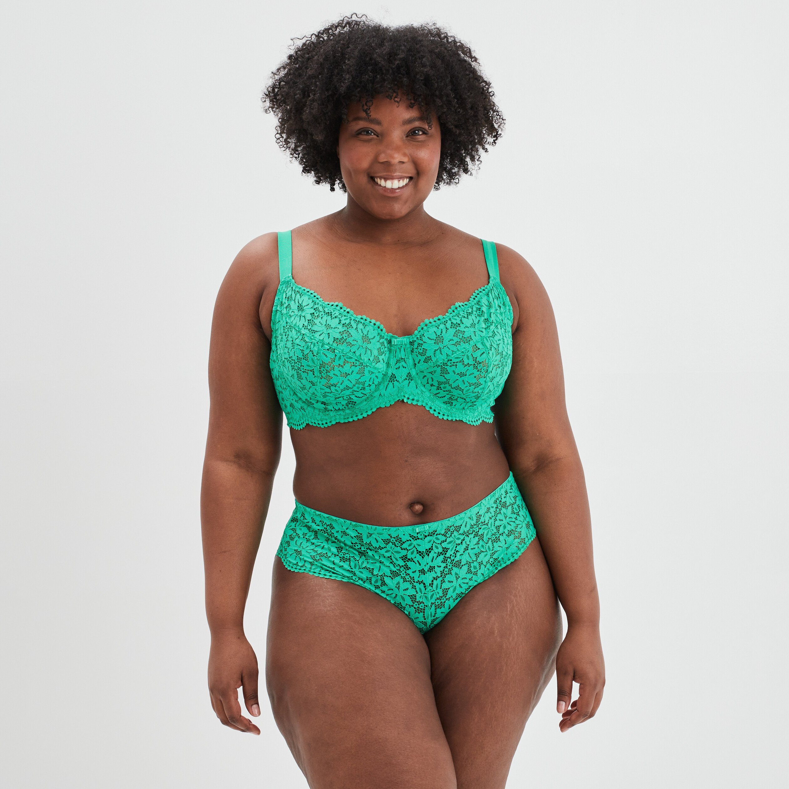 Soutien-gorge emboîtant dentelle vert menthe femme grande taille | La Halle
