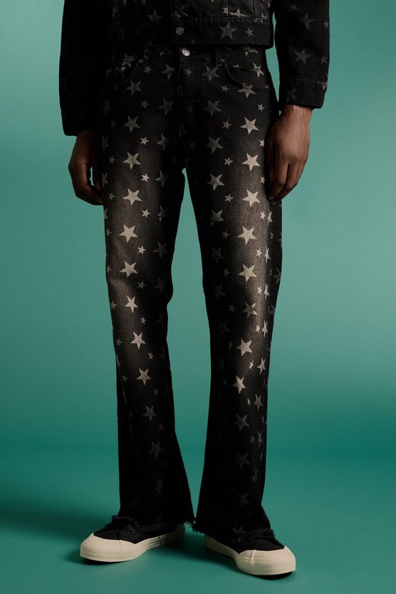 Lockere Schlagjeans mit Sternen-Print
