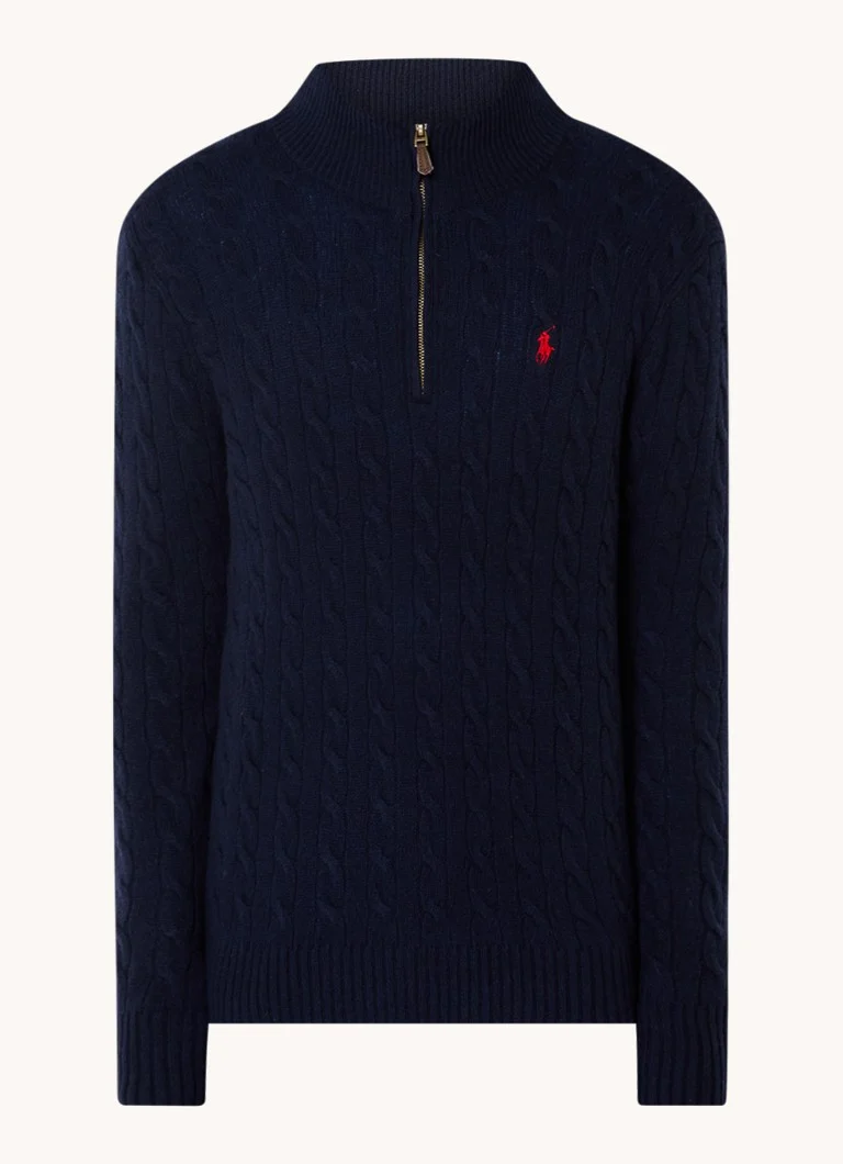 Ralph Lauren Cable-knit sweater in cashmere blend with half zip