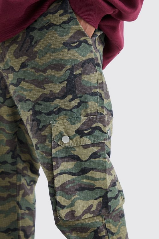 Plus Slim-Fit Camouflage Ripstop Cargohose