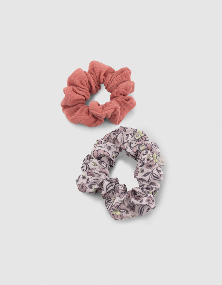Chouchous rose et imprimé fleurs fille