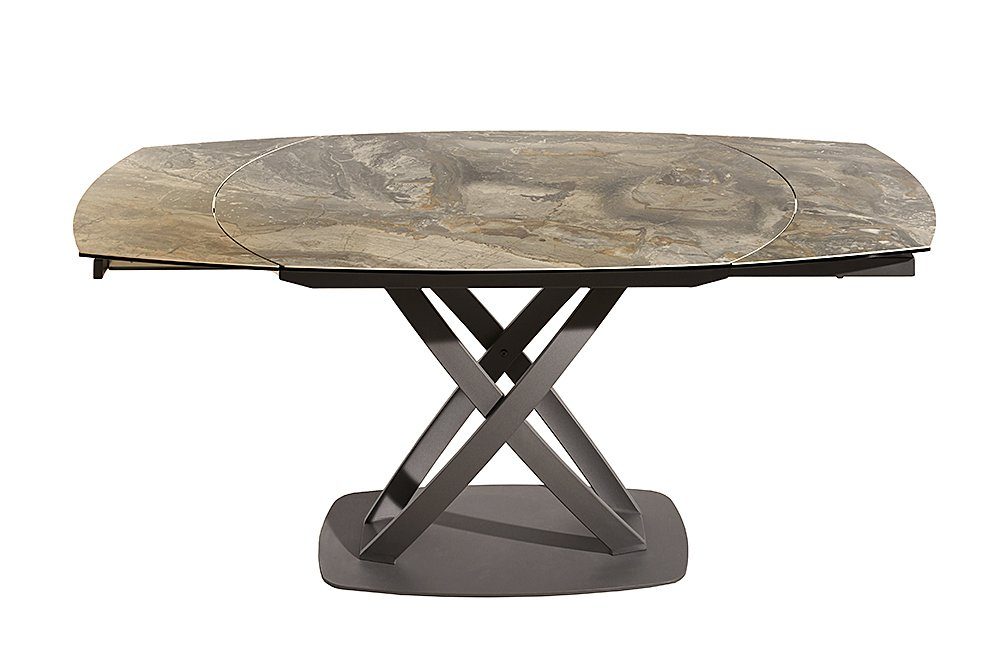 riess-ambiente Esstisch INCEPTION 130-190cm taupe / schwarz (Einzelartikel, 1-St), Keramik · Metall · Sicherheitsglas · ausziehbar · Modern Design