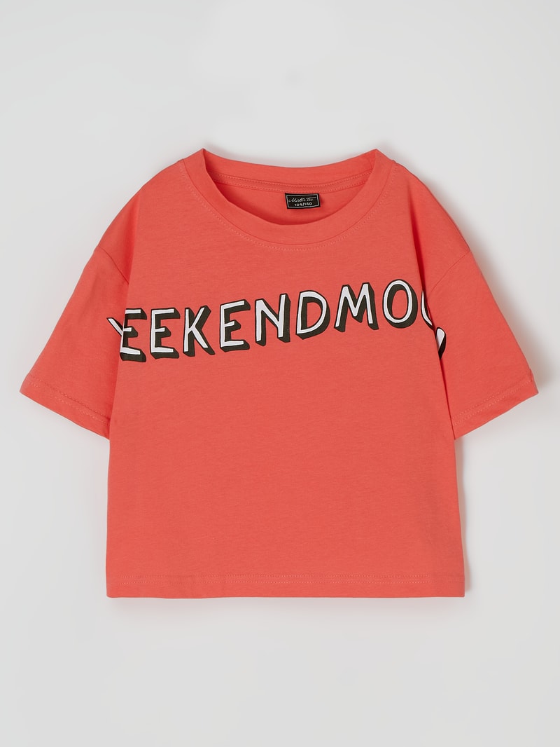 Cropped T-Shirt mit Message-Print in pink