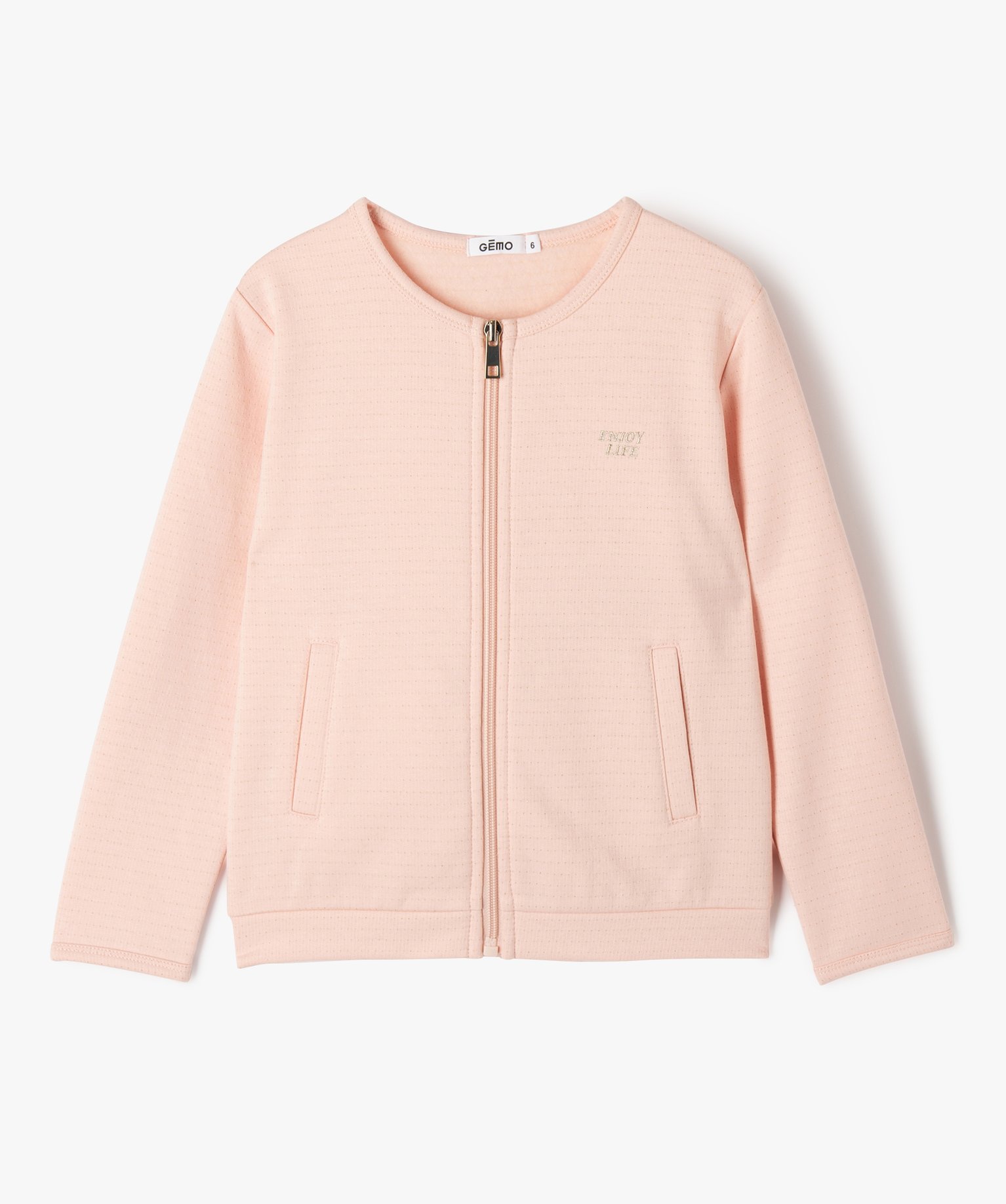 Sweat fille zippé à motifs pailletés rose | GEMO