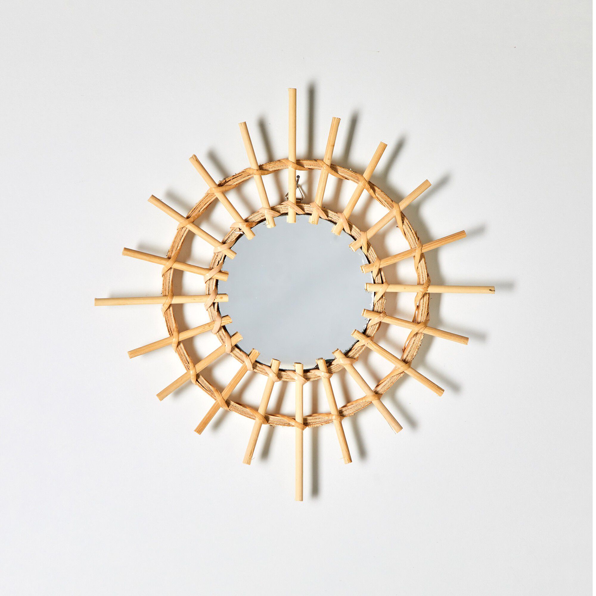 Miroir rond rotin