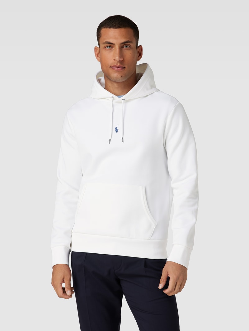 Hoodie mit Label-Stitching in weiß