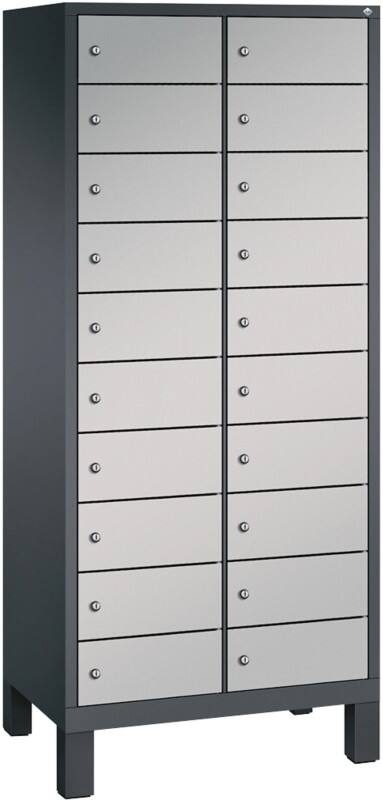 C P S 3000 Evolo Metall Schließfach 20 Türen Zylinderschloss 810 x 500 x 1.850 mm Schwarz 48010-2210 S10034