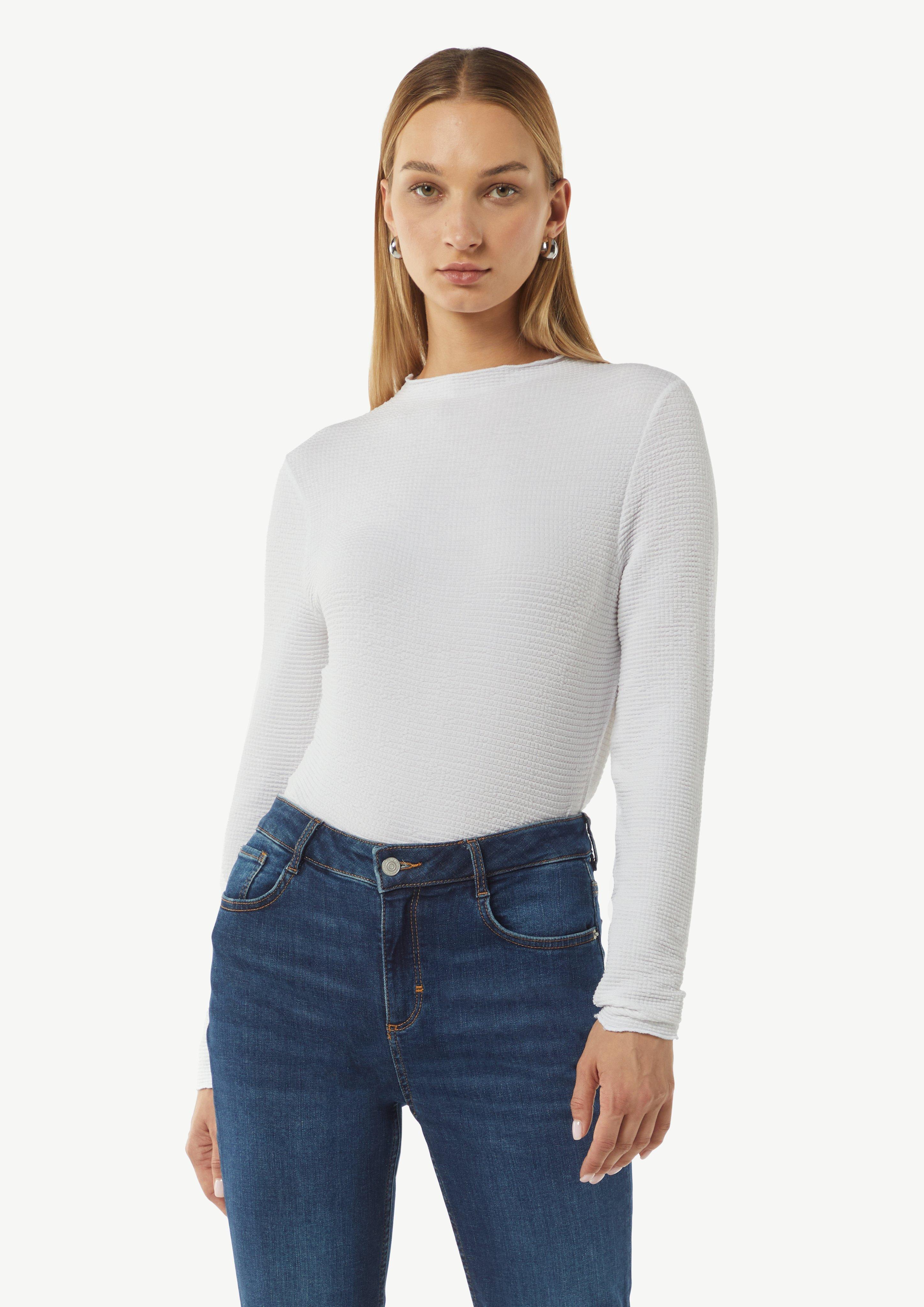Seersucker-Shirt im Slim Fit - weiß