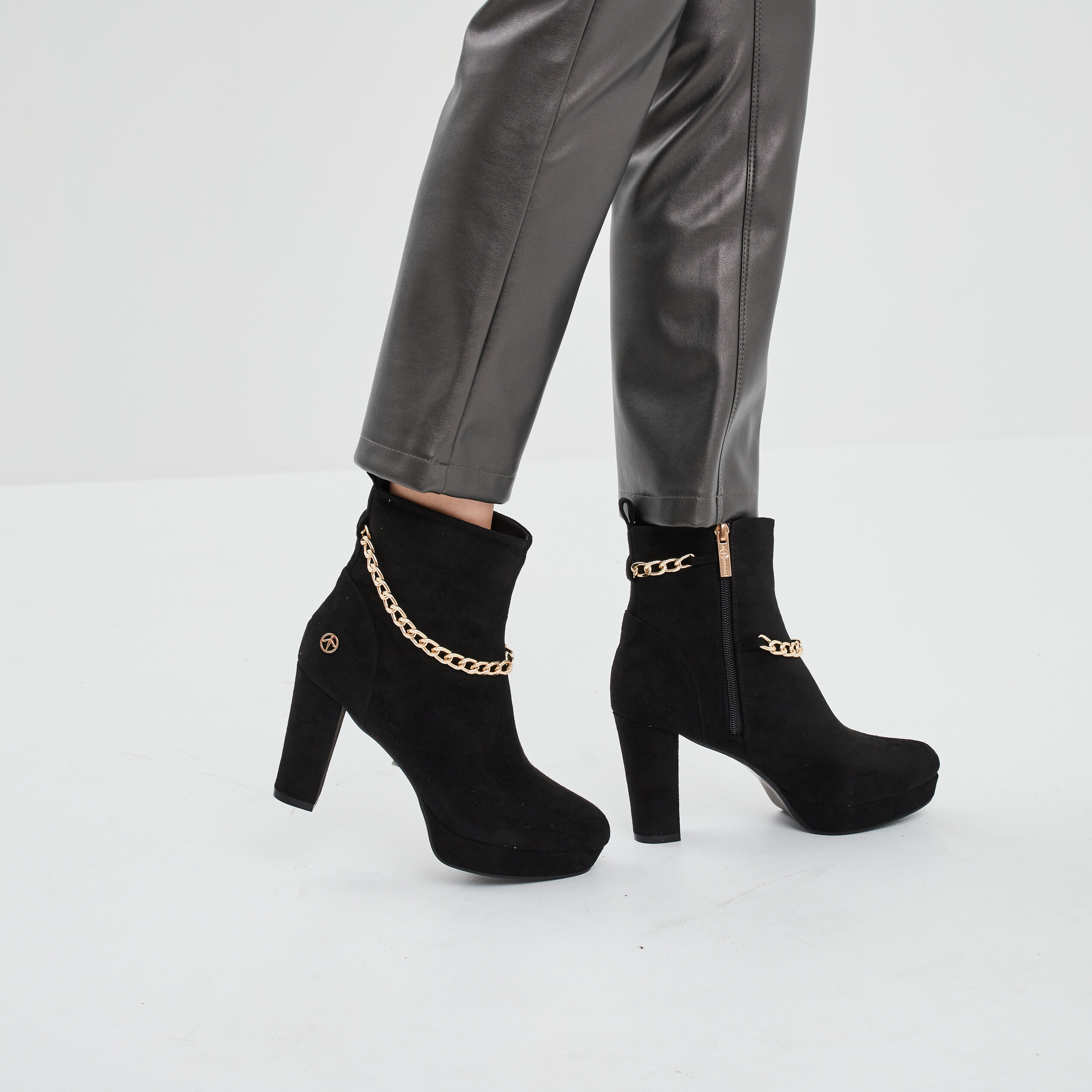 Bottines à talon avec chaînes Mosquitos noir femme | La Halle