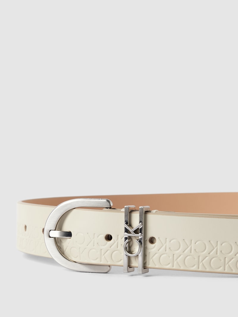 Gürtel aus Nappaleder mit Label-Details in beige