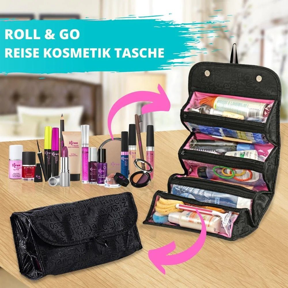 MAVURA Kulturbeutel Roll&Go Faltbare Kosmetiktasche Kosmetikbeutel Kulturbeutel Kulturtasche Schminktasche Waschtasche