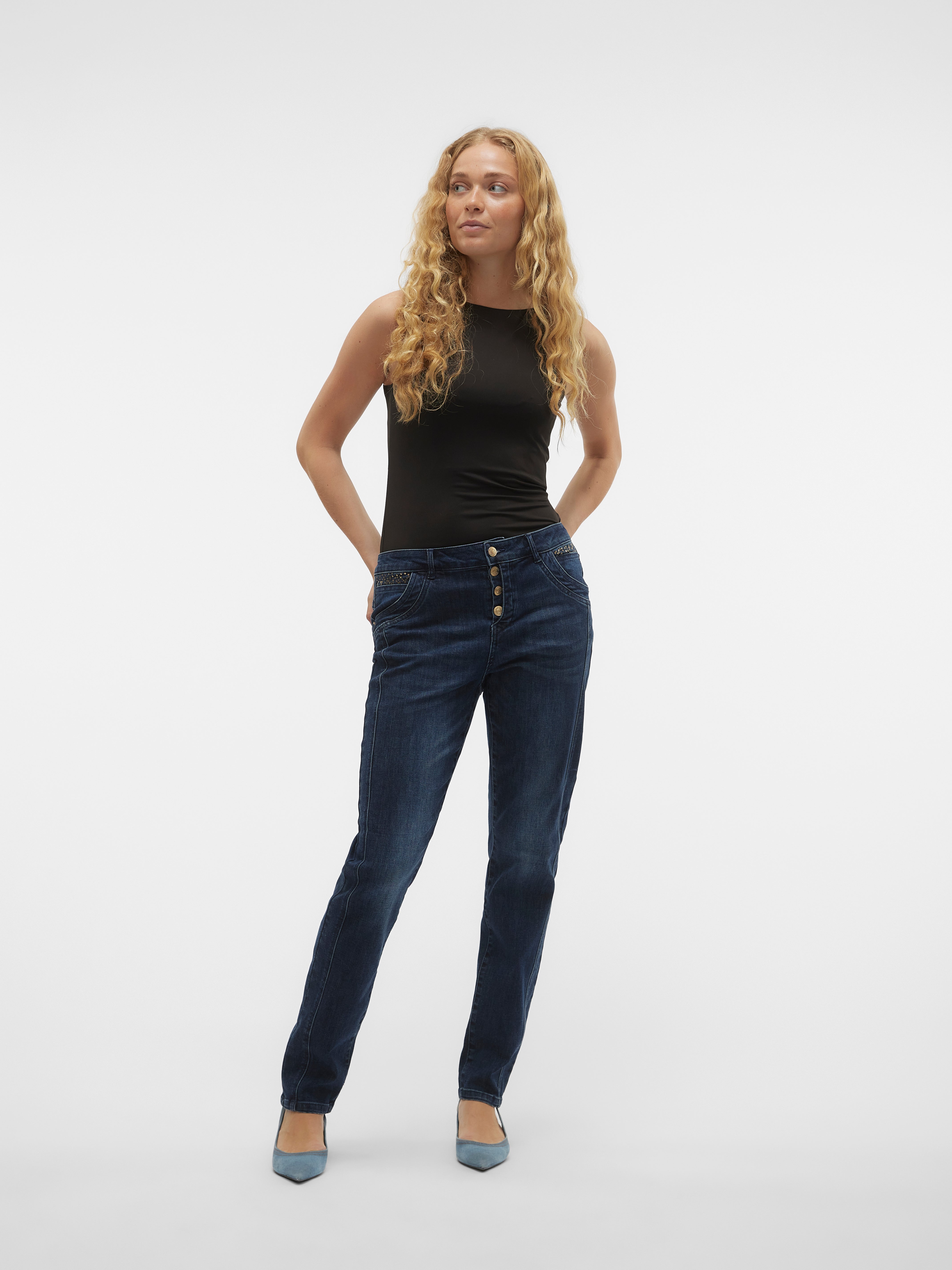 VMMINE Mid Rise Gerade geschnitten Jeans