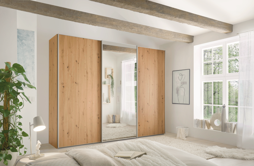 Staud Schwebetürenschrank Sinfonie Plus Eiche Alu