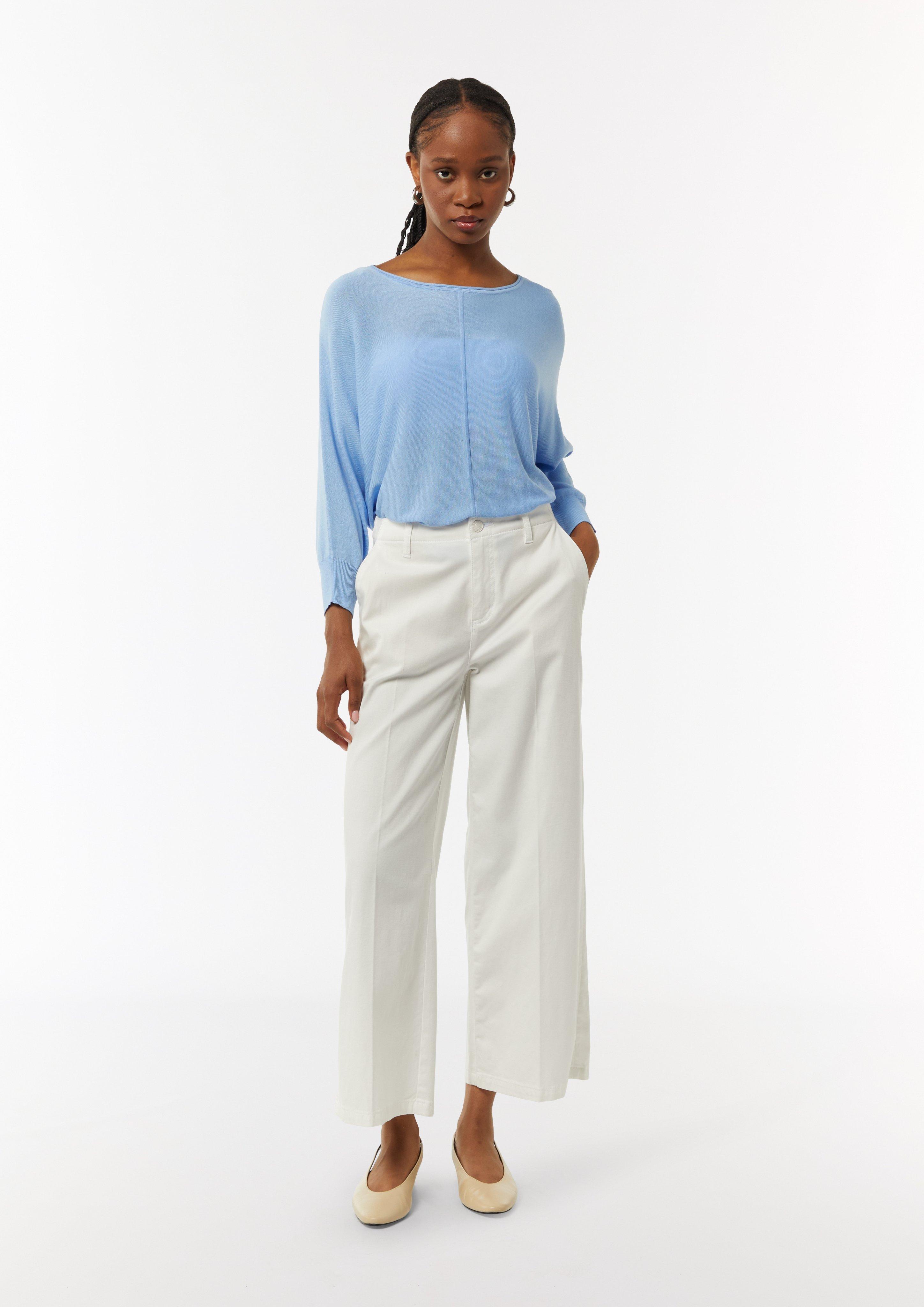 Oversized-Pullover mit Fledermausärmeln - himmelblau