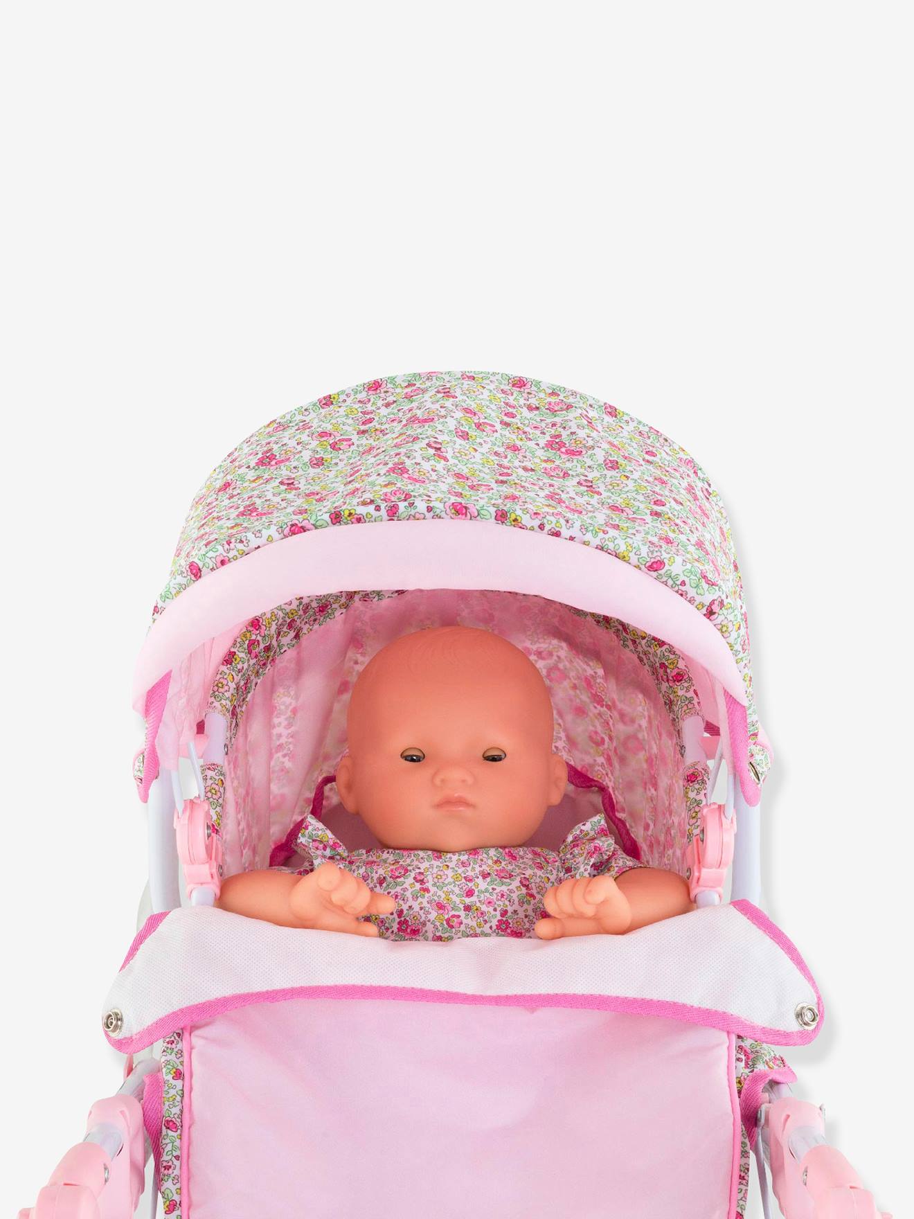 Corolle Puppen-Kinderwagen COROLLE für Puppen mit 36/42/52 cm - rosa geblümt
