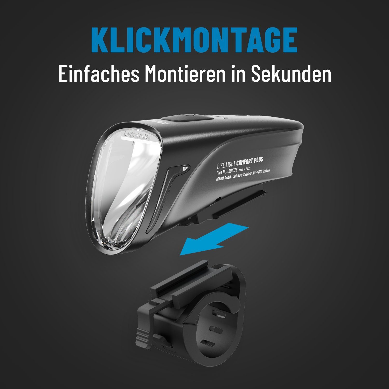 ABSINA Fahrradbeleuchtung LED Fahrradlicht Set USB aufladbar - Scheinwerfer + Rücklicht Set