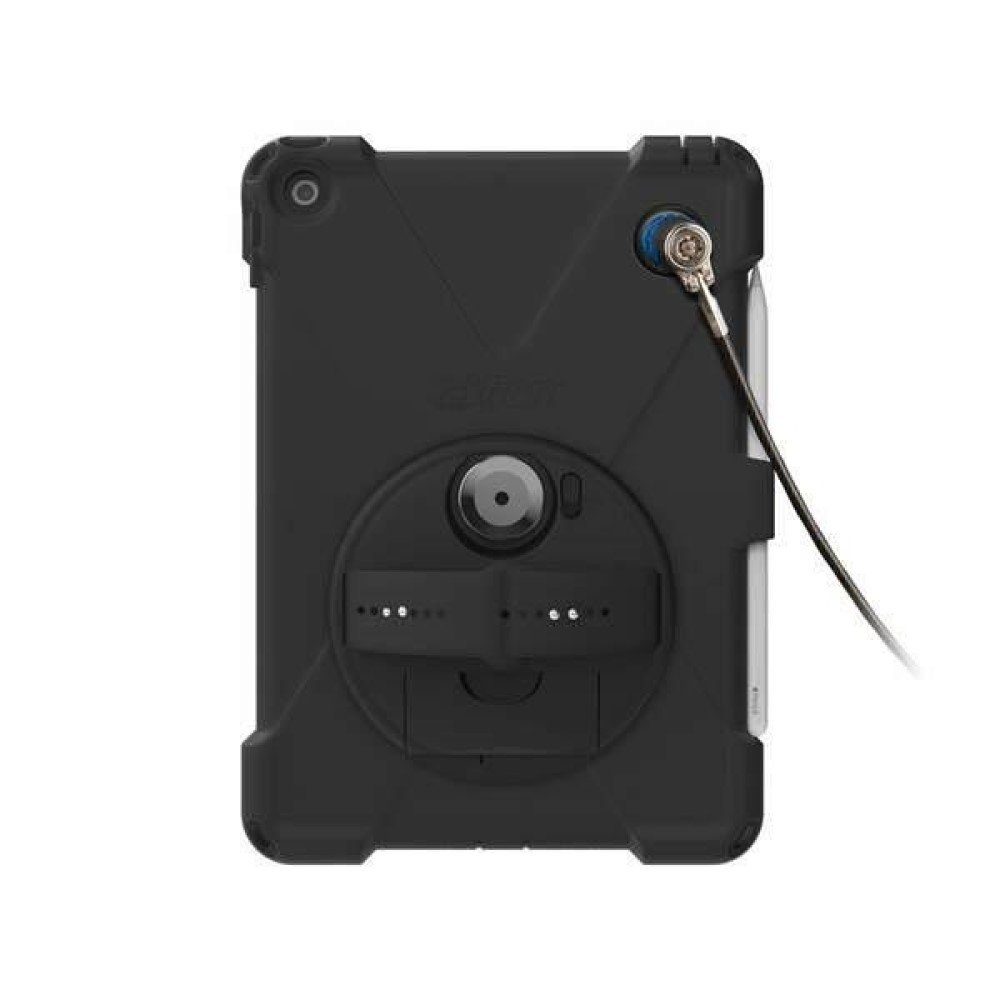 The Joy Factory Tablet-Hülle aXtionTMbold MPS für iPad 10.2, Schutzhülle schwarz Silikon Tablet Hülle drehbare Handschlaufe