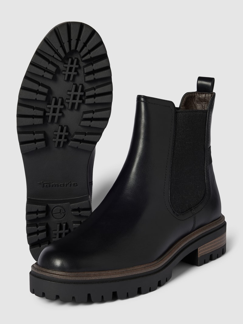 Chelsea Boots mit Label-Applikation Modell 'Essential' in schwarz