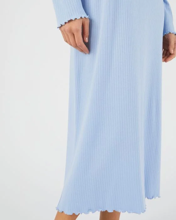Chemise de nuit maille interlock côtelée douce et souple