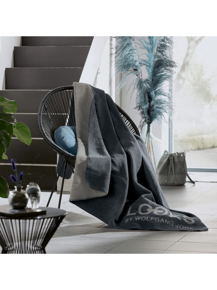 LOOKS by Wolfgang Joop Jacquard, Baumwollmischung Wohndecke in grau/silber günstig kaufen