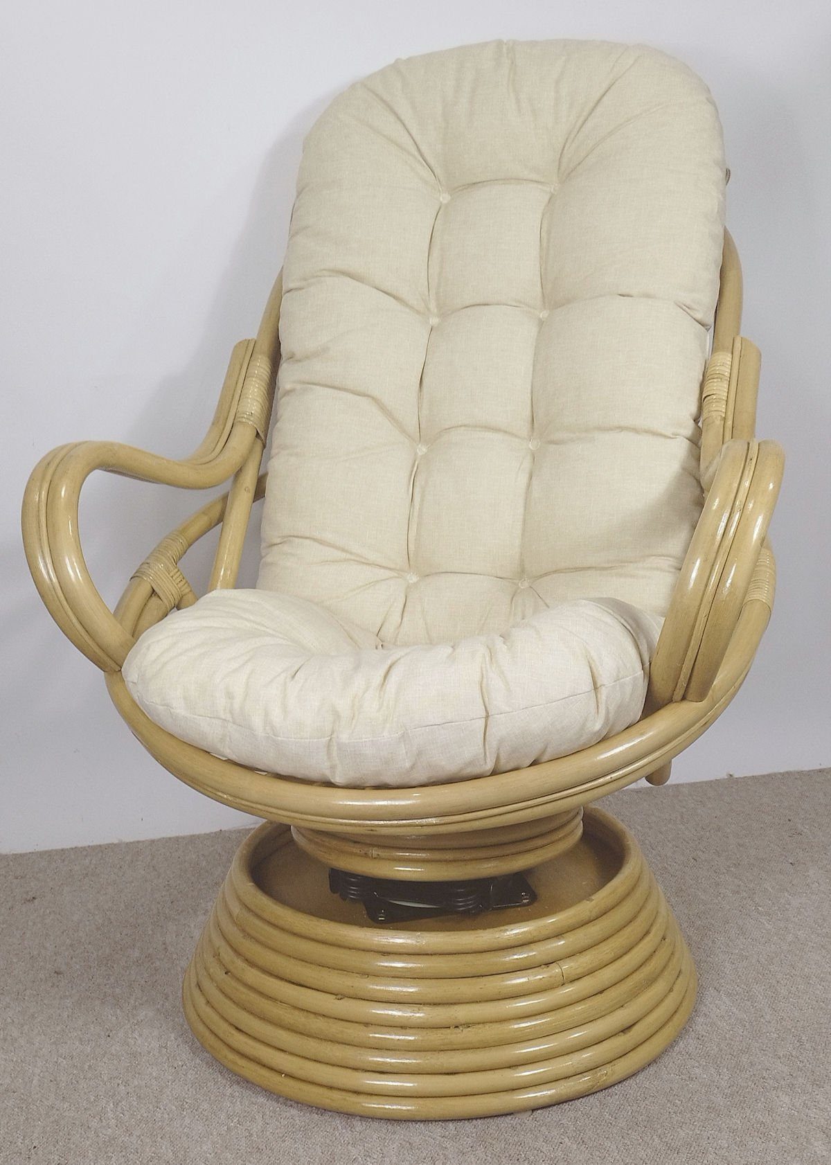 Rattani Rattanstuhl Rattan Drehsessel, Drehwippsessel Linda Fb. honig
