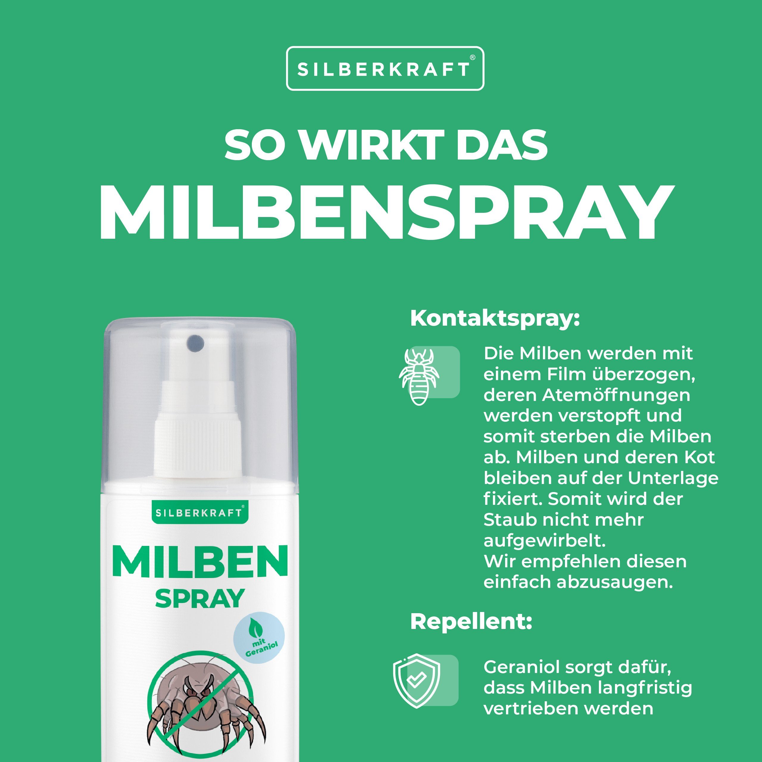 Silberkraft Insektenspray Milbenspray für Matratzen & Textil - Milben im Bett bekämpfen, 100 ml, 1-St.