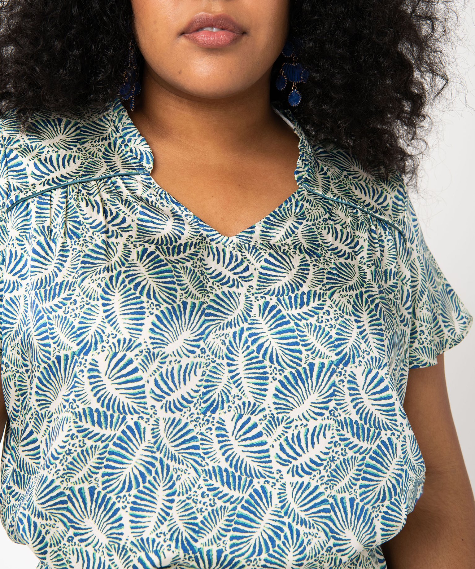 Blouse imprimée à manches courtes femme grande taille imprime | GEMO
