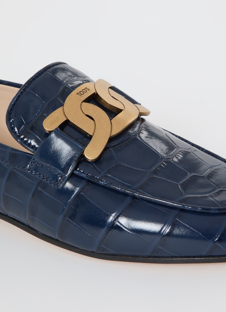 Tod's Kate veršiuko odos mokasinai su krokodilo tekstūra