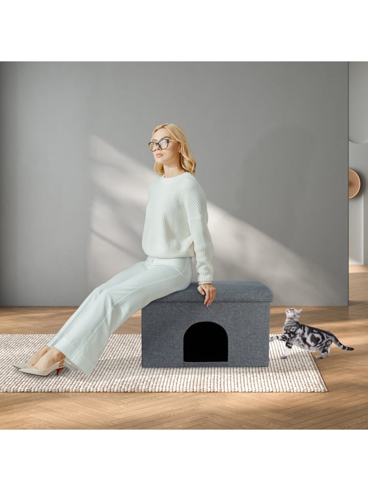 relaxdays Katzenhöhle in Grau -  (B)64,5 x (H)38,5 x (T)37,5 cm günstig kaufen onesize