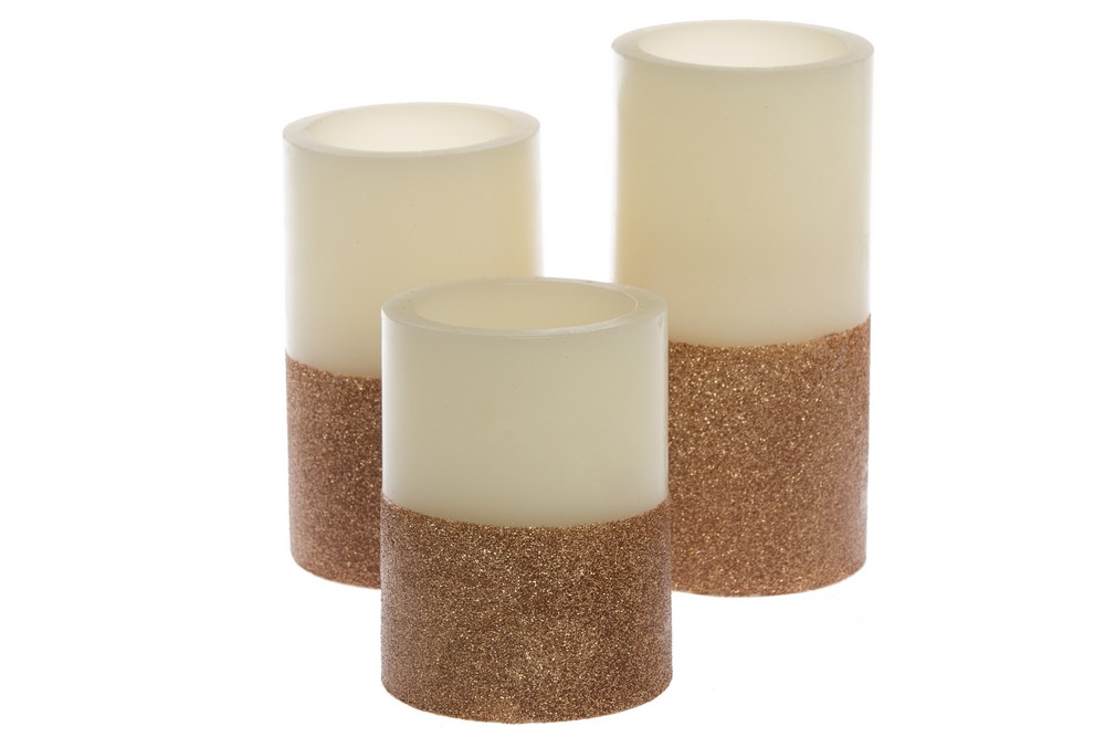 MyFlair My Flair 3er-Set LED Kerzen, natur/kupfer