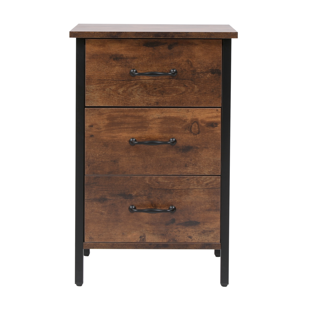 Happy Home Happy Home Nachttisch Kommode mit 3 Schubladen HSB13-HOL Holzoptik schwarz