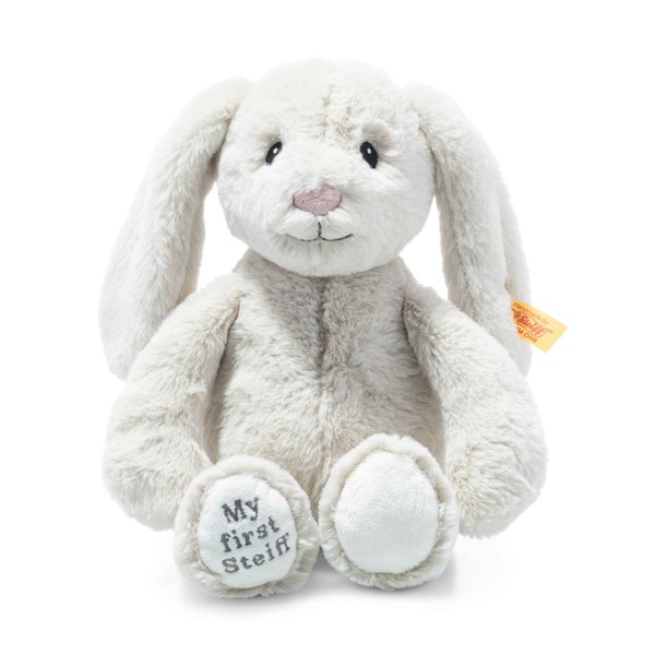 My first Steiff Hoppie Hase, 26 cm, hellgrau