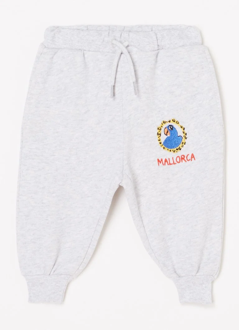 Pantaloni de trening Mini Rodini Parrot din bumbac organic, croială slim