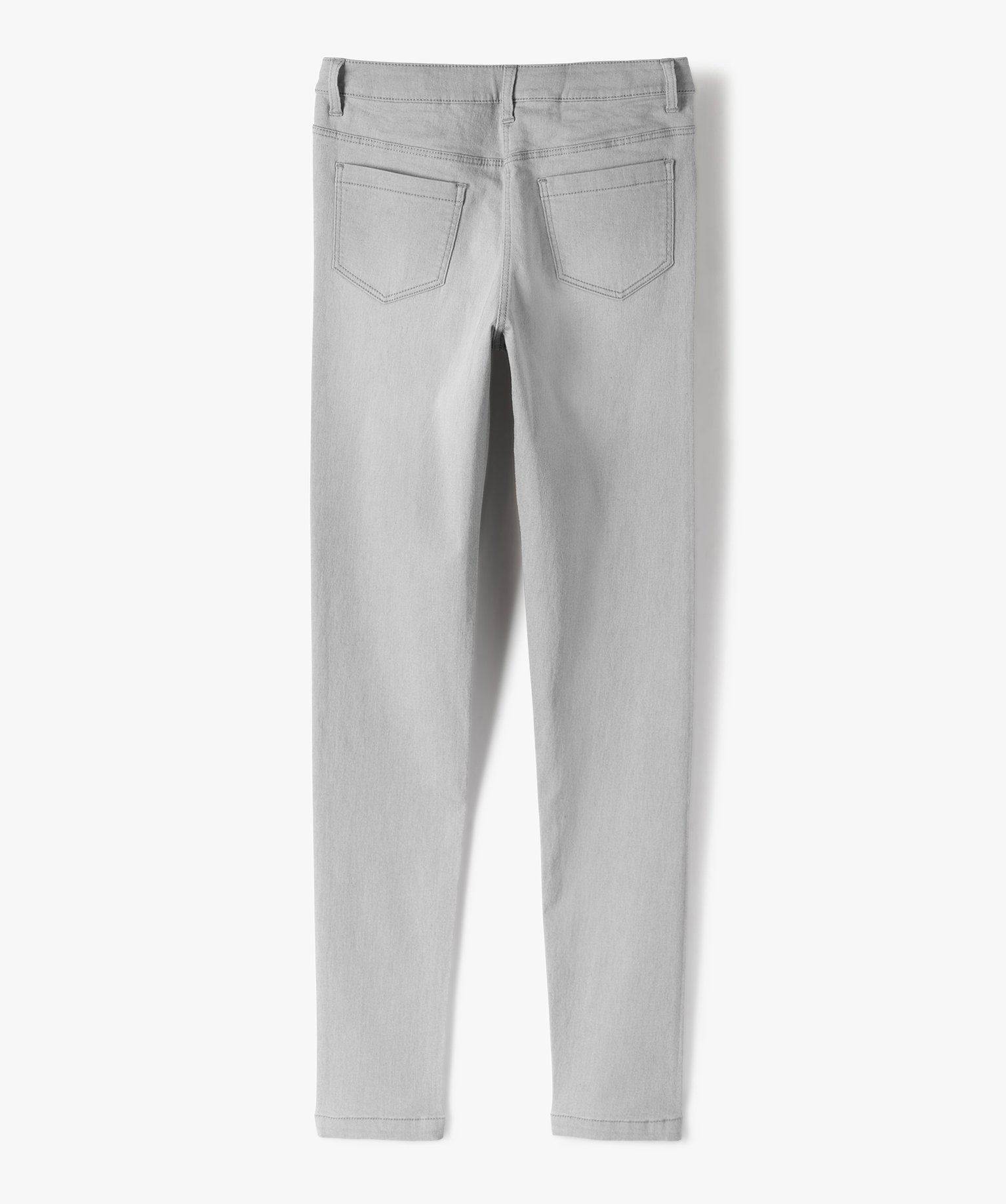 Jean fille coupe skinny en matière extensible gris clair | GEMO