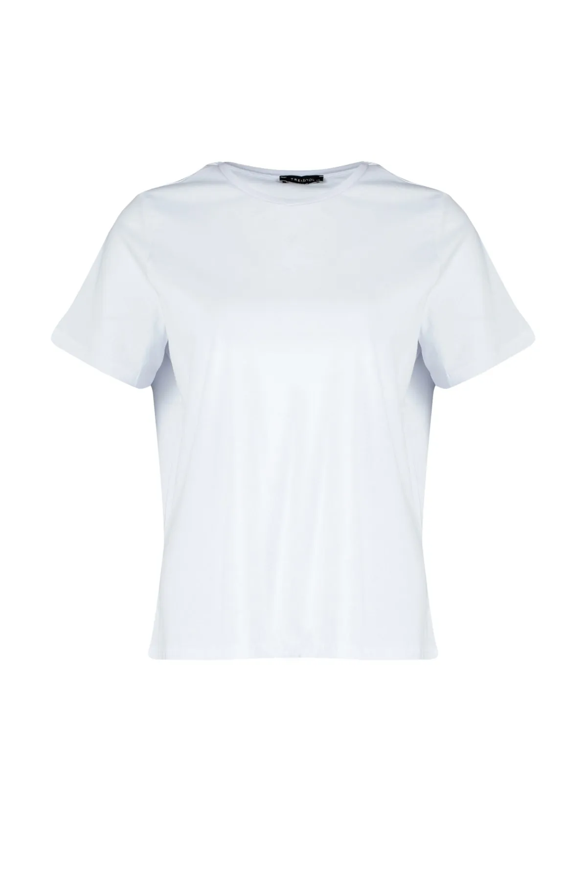 Trendyol Curve  Weißes Basic-Strick-T-Shirt mit Rundhalsausschnitt TBSSS22TS0733