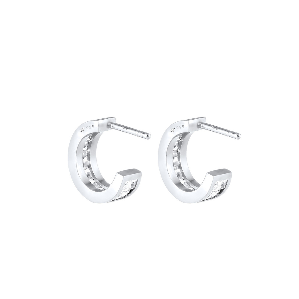 Elli Elli Boucles d'Oreilles Créoles Mini Précieux avec Cristaux de Zircone Boucles d' Boucles d'oreilles