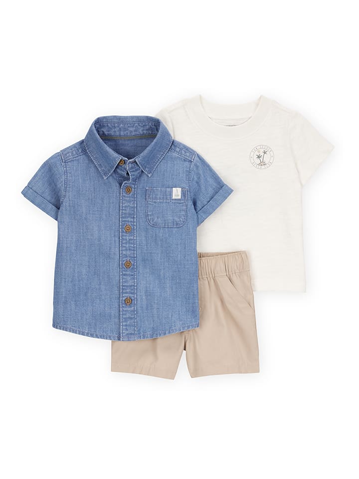 carter's 3tlg. Outfit in Blau/ Beige/ Creme günstig kaufen