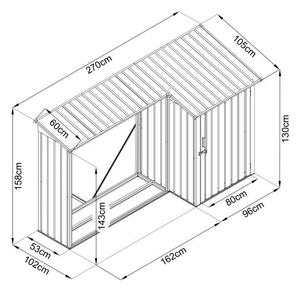 Green Yard Holzlager, Brennholzlager, Garten Kaminholzunterstand mit Schrank 2 in 1