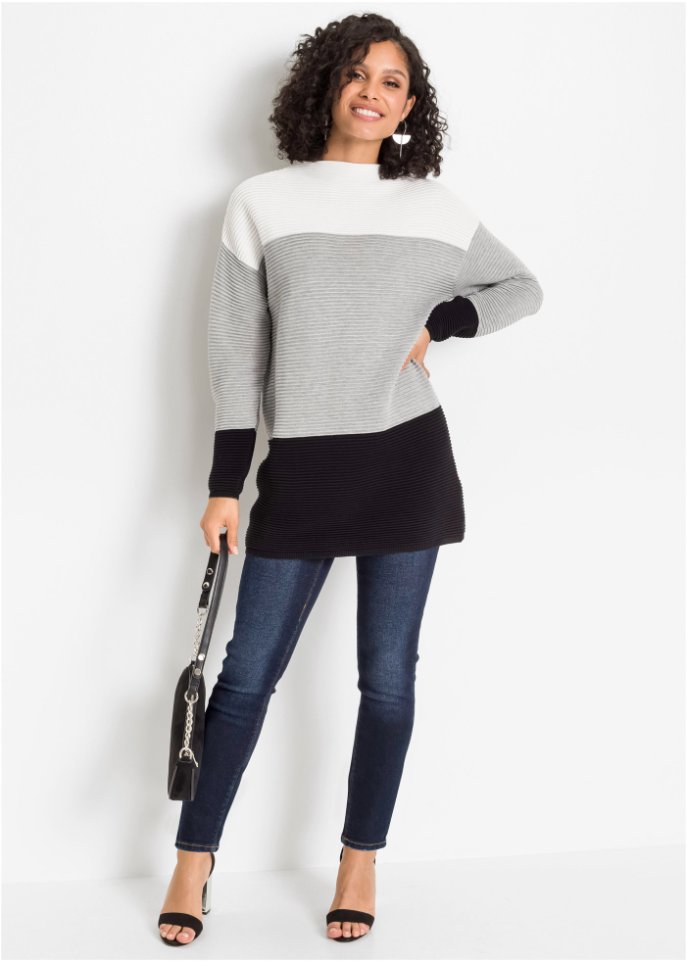 Gestreifter Long-Pullover