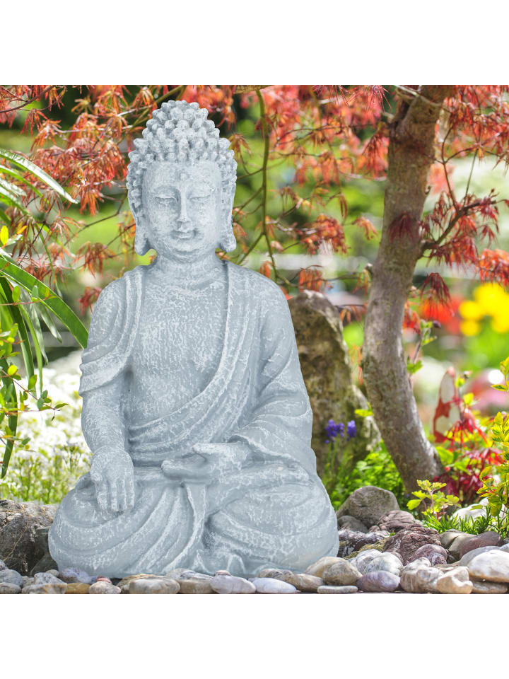 relaxdays Buddha Figur in Hellgrau - (H)40 cm günstig kaufen onesize