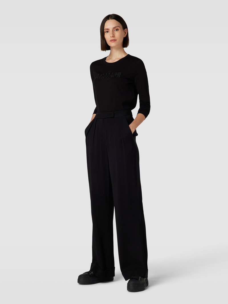 Longsleeve mit Label-Stitching in schwarz