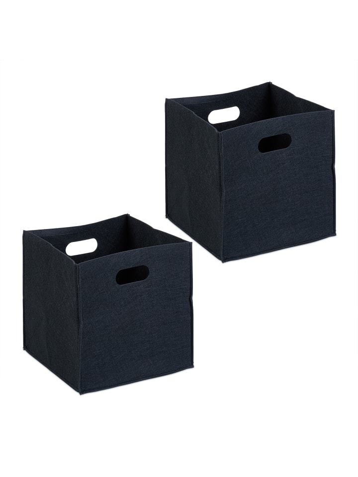 relaxdays 2 x Aufbewahrungsbox in Schwarz - (B)30 x (H)30 x (T)30 cm günstig kaufen onesize